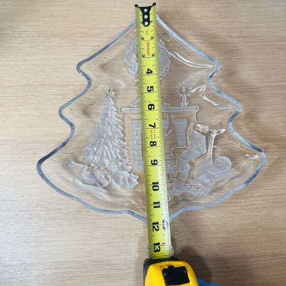 Glass Christmas Tree 13.5" Serving Dish Tray Decorative Plate by Studio Nova - Picture 3 of 6